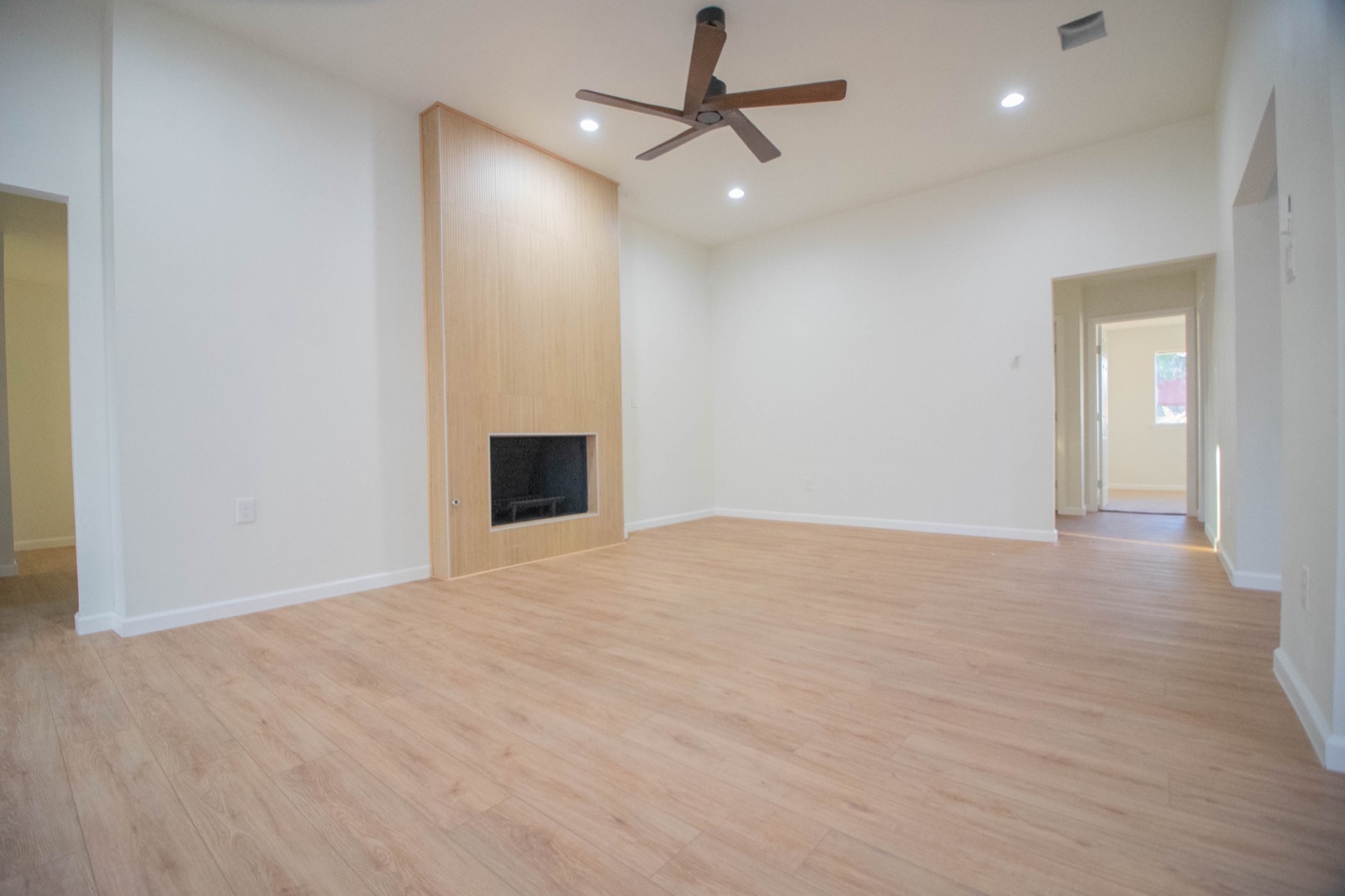 Restored living room in a Plano, TX home after restoration
